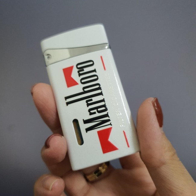 Bật Lửa Gas Khò Marlboro Sơn Tĩnh Điện Màu Trắng