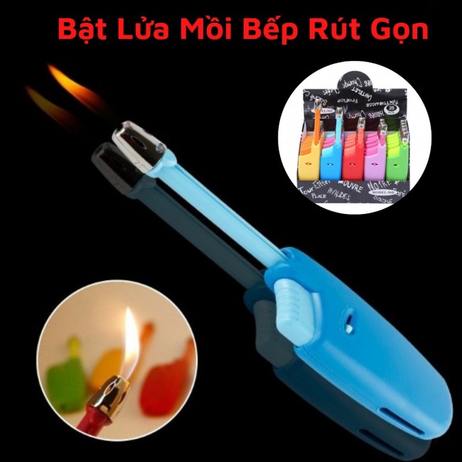 Bật Lửa Gas Mồi Bếp Gấp Gọn Nhiều Màu - Hột Quẹt Gas Khò Đốt Nến Thơm