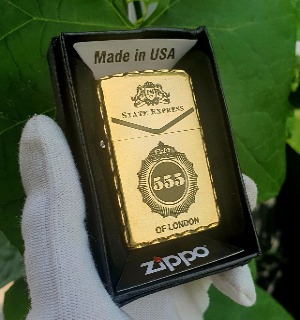 Bật Lửa Zippo Đồng Viền Vàng Ba Số 555 Đời La Mã E-XIII Mộc Đáy Ngược Bánh Xe Xéo Xỏ Chỉ