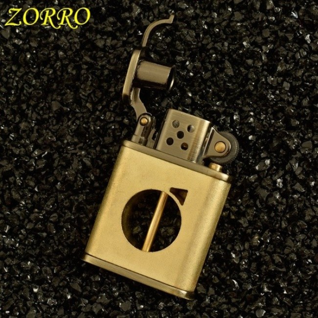 Bật Lửa Xăng Đá Zorro Z589 Cối Cổ Điển Đồng Đúc Nguyên Khối Xi Bụi