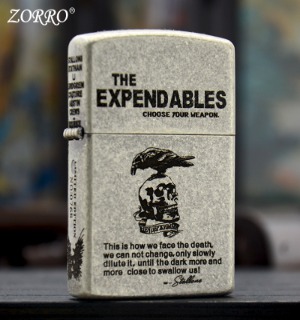 Bật Lửa Zippo Zorro Bạc Cổ The Expendables Khắc 6 Mặt ( Xài Xăng - Có Hộp ) 