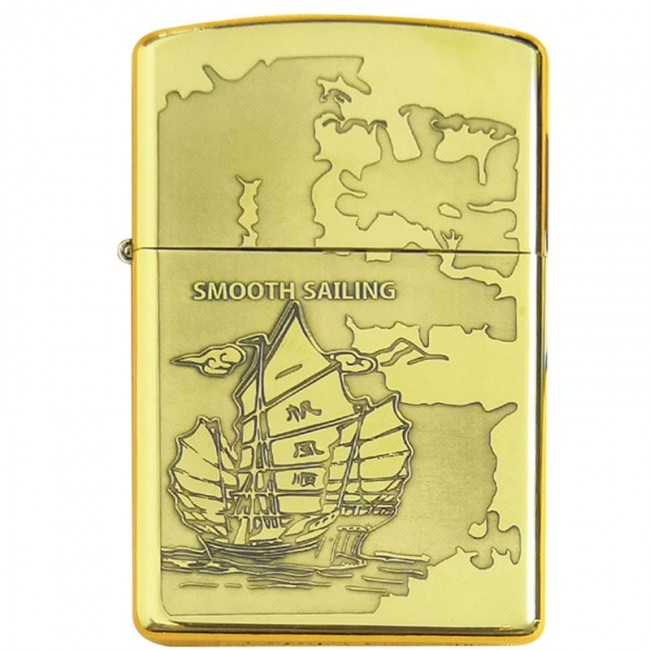 Bật Lửa Zippo Zorro Thuận Buồm Xuôi Gió Khắc 3 Mặt Đồng Nguyên Khối ( Xài Xăng - Có Hộp )