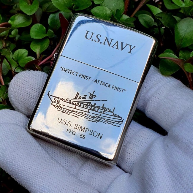 Bật Lửa Zippo Bạc Khối Sterling Thuyền Chiến Armor 2021