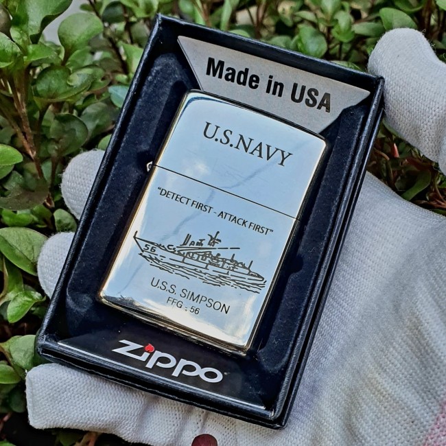 Bật Lửa Zippo Bạc Khối Sterling Thuyền Chiến Armor 2021