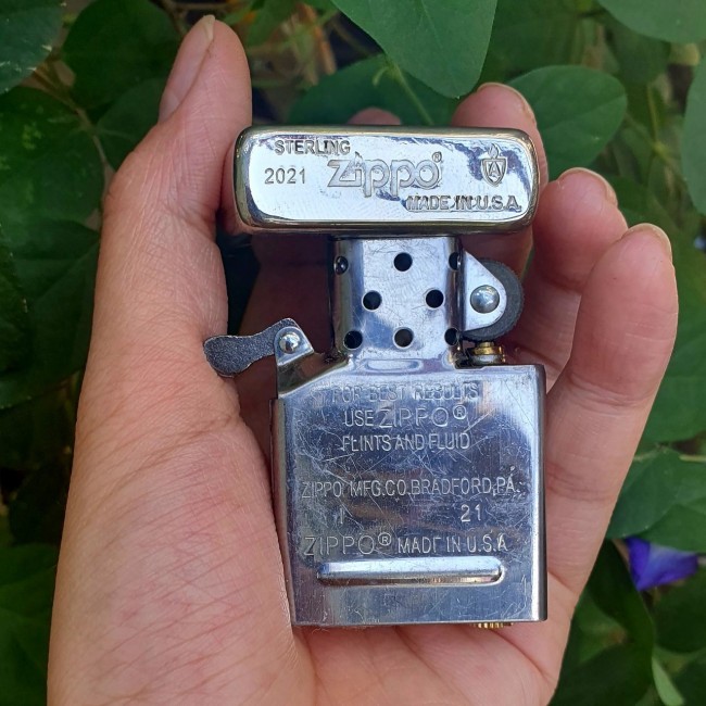 Bật Lửa Zippo Bạc Khối Sterling Armor 2021 Hột Quẹt Xăng Đá Zippo