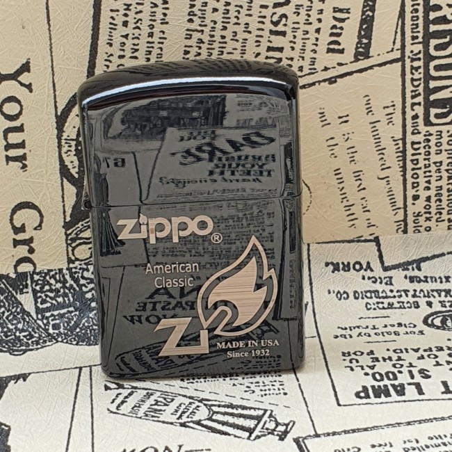 Bật Lửa Zippo Đen Bóng American Classic Đời La Mã E2000-XVI ( Có Tem Đỏ ) KHÔNG KÈM HỘP ZIPPO