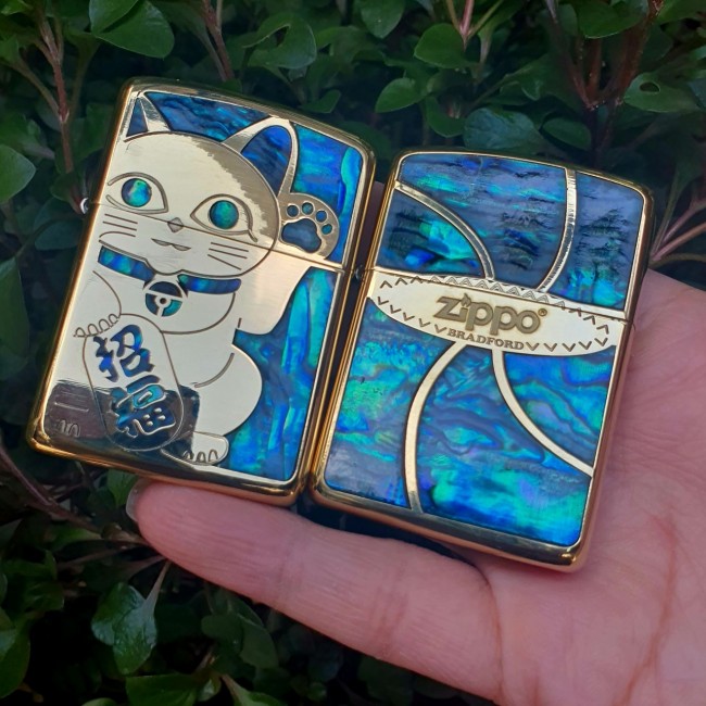 Bật Lửa Zippo Khảm Xà Cừ BRADFORD ( Zippo Armor Vỏ Dày Đời 22 ) - Có Hộp - Tem Đỏ