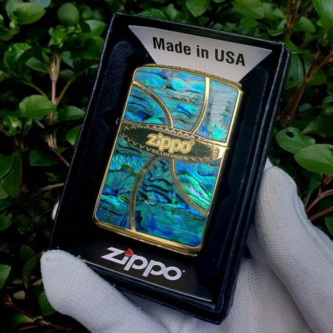 Bật Lửa Zippo Khảm Xà Cừ BRADFORD ( Zippo Armor Vỏ Dày Đời 22 ) - Có Hộp - Tem Đỏ