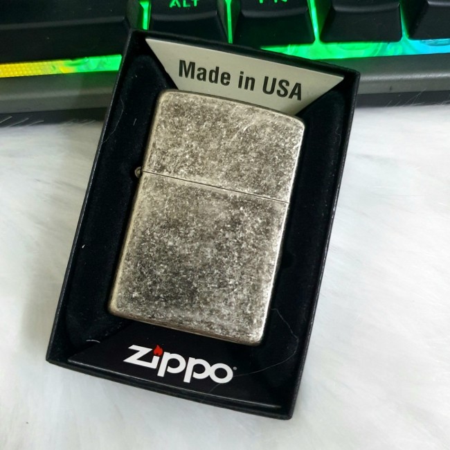 Bật Lửa Zippo Bạc Giả Cổ Loại Xịn Mẫu Trơn Đời La Mã H-IV ( Có Tem Đỏ ) KÈM HỘP Tặng Kèm Xăng Mini +