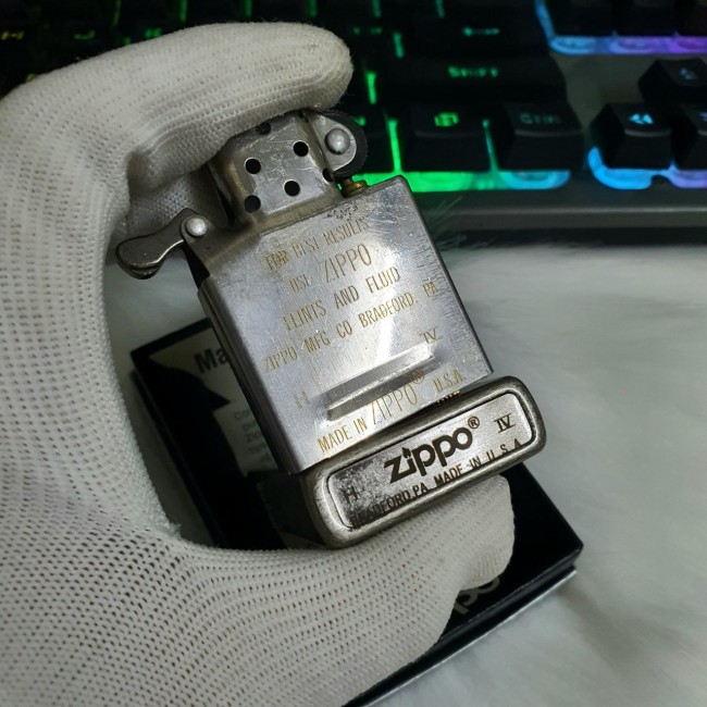 Bật Lửa Zippo Bạc Giả Cổ Loại Xịn Mẫu Trơn Đời La Mã H-IV ( Có Tem Đỏ ) KÈM HỘP Tặng Kèm Xăng Mini +