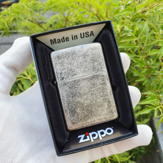 Bật Lửa Zippo Bạc Giả Cổ Loại Xịn Mẫu Trơn Đời La Mã H-IV ( Có Tem Đỏ ) KÈM HỘP Tặng Kèm Xăng Mini +