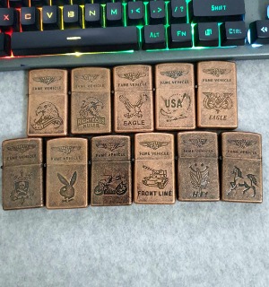 Bật Lửa Zippo Đồng Đỏ Giả Cổ Xi Bụi Đời La Mã H-IV Nhiều Hình ( Có Tem Đỏ ) KHÔNG KÈM HỘP ZIPPO