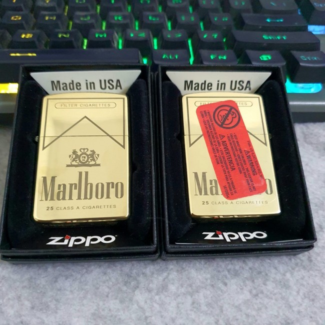 Bật Lửa Zippo Mỹ Đồng Marlboro Đời E2000-XVI ( Ruột Vàng , Fullbox)