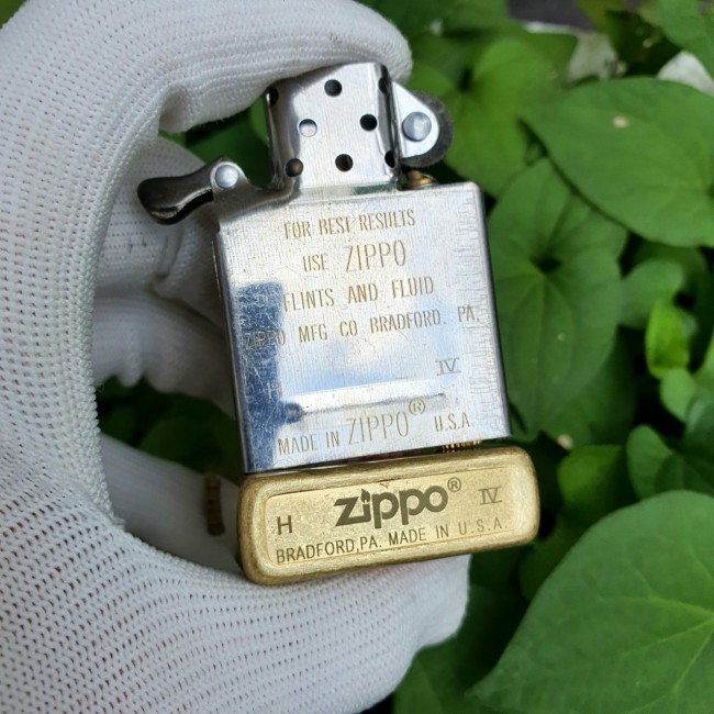 Bật Lửa Zippo Vàng Giả Cổ Chặt Góc Xéo Đời La Mã H-IV ( Có Tem Đỏ ) KÈM HỘP Tặng Kèm Xăng Mini + Đá 