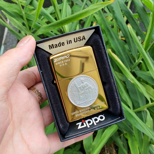 Bật Lửa Zippo Mỹ Đồng Nữ Thần Tự Do Chu Niên 1932 - 1985 ( Ruột Vàng , Có Tem Đỏ , Fullbox)