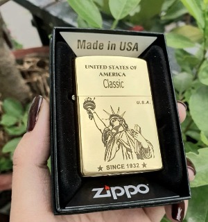 Bật Lửa Zippo Mỹ Đồng Nữ Thần Tự Do Đời La Mã H-IV ( Ruột Vàng , Có Tem Đỏ , Fullbox)