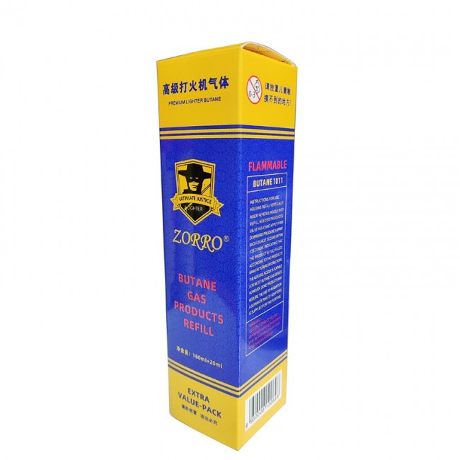 ( Chính Hãng ) Chai Gas Zorro Màu Xanh Dùng Bơm Cho Bật Lửa, Hộp Quẹt 200ml