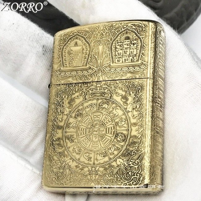 Bật Lửa Zippo Zorro Khắc 5 Mặt 12 Con Giáp (Có Hộp )