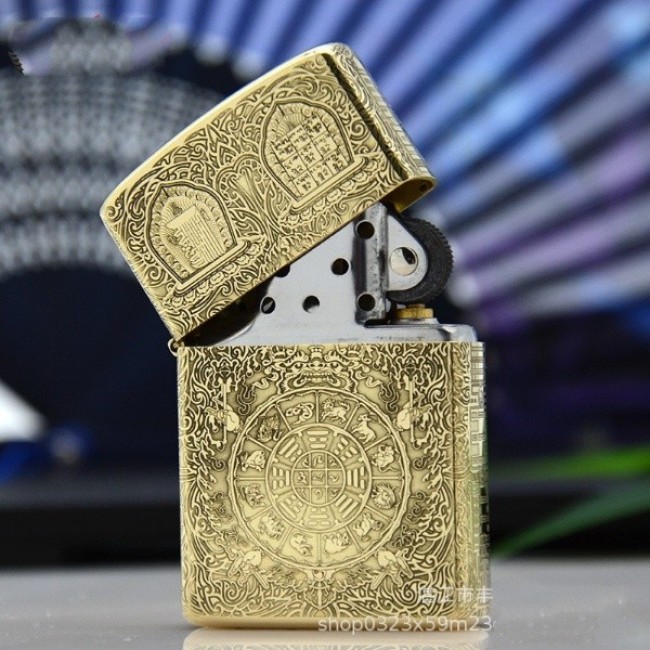 Bật Lửa Zippo Zorro Khắc 5 Mặt 12 Con Giáp (Có Hộp )