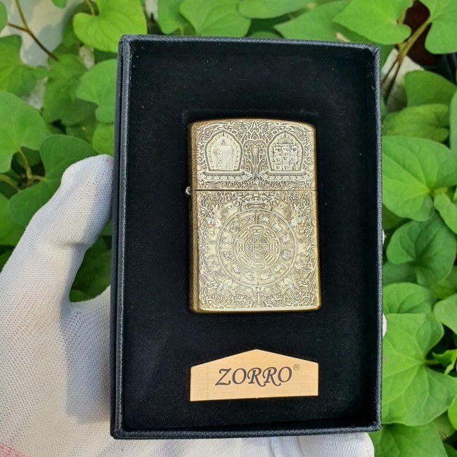 Bật Lửa Zippo Zorro Khắc 5 Mặt 12 Con Giáp (Có Hộp )