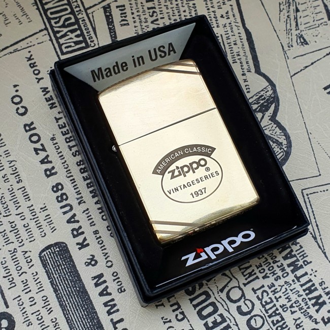 Bật Lửa Zippo Đồng Nguyên Khối American Classic 1937 Mộc Đáy Ngược Đời La Mã XIII - Có Hộp