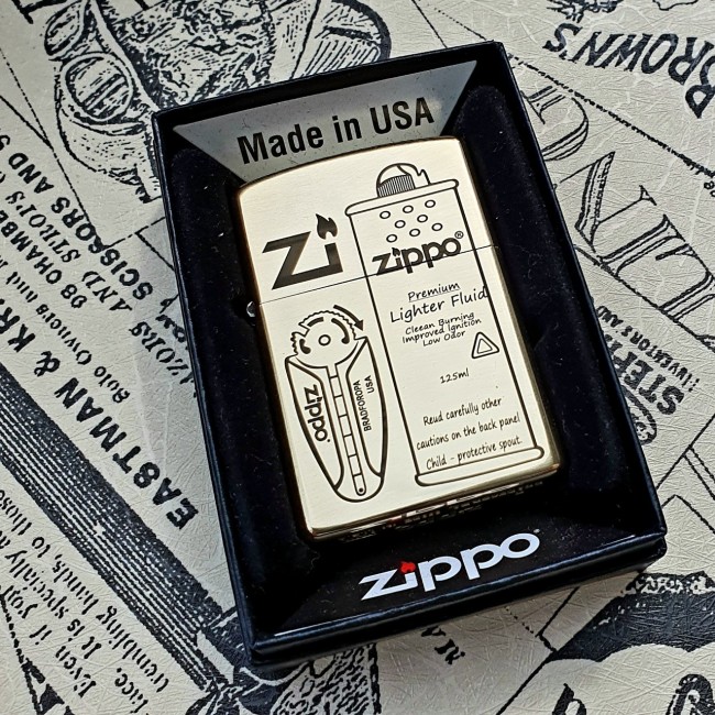  Bật Lửa Zippo Đồng Nguyên Khối Biểu Tượng Chai Xăng Vỉ Đá Mộc Đáy Ngược Đời La Mã XIII - Có Hộp