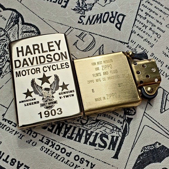 Bật Lửa Zippo Đồng Nguyên Khối Haley-Davidson Mộc Đáy Ngược Đời La Mã XIII - Có Hộp