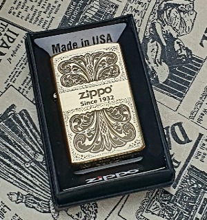 Bật Lửa Zippo Đồng Nguyên Khối Hoa Văn Since 1932 Mộc Đáy Ngược Đời La Mã XIII- Có Hộp