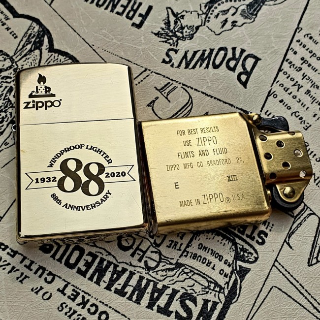 Bật Lửa Zippo Đồng Nguyên Khối Kỷ Niệm 88 Năm Mộc Đáy Ngược Đời La Mã XIII - Có Hộp