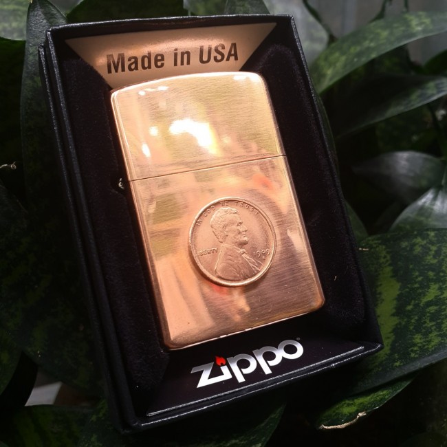 Bật Lửa Zippo Đồng Đỏ Liberty 1909 Armor Vỏ Dày Trùng Đời 17 - Có Hộp - Tem Đỏ