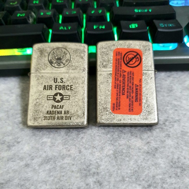 Bật Lửa Zippo Bạc Giả Cổ U.S AIRFORCE Đời La Mã H-IV ( Có Tem Đỏ ) KÈM HỘP Tặng Kèm Xăng Mini + Đá L