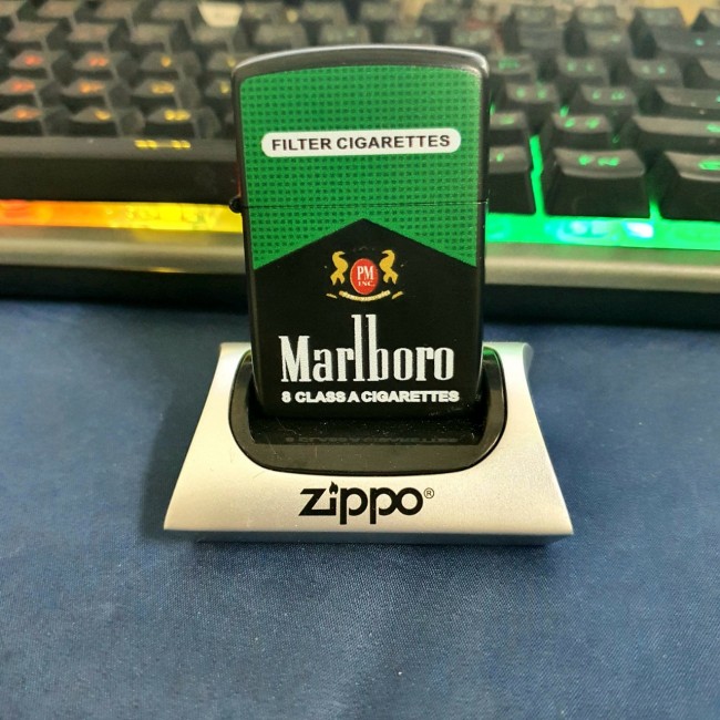 Bật Lửa Zippo Sơn Tĩnh Điện MarlBoro Xanh Lá