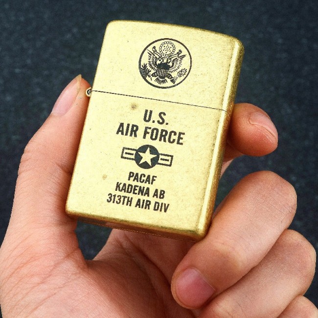 Bật Lửa Zippo Vàng Giả Cổ U.S AIRFORCE Đời La Mã H-IV ( Có Tem Đỏ ) KÈM HỘP Tặng Kèm Xăng Mini + Đá 