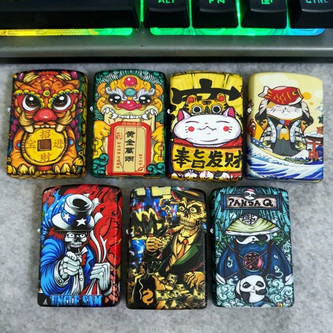 Bật Lửa Zippo Mỹ Nhật Sơn Tĩnh Điện 6 Mặt Phiên Bản Nhật - HÌNH KỲ LÂN CHIÊU TÀI LỘC