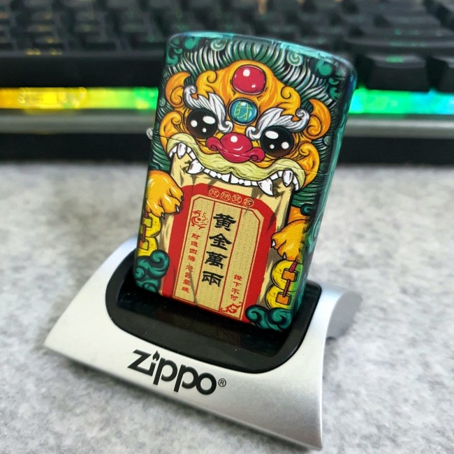 Bật Lửa Zippo Mỹ Nhật Sơn Tĩnh Điện 6 Mặt Phiên Bản Nhật - HÌNH KỲ LÂN CHIÊU TÀI LỘC