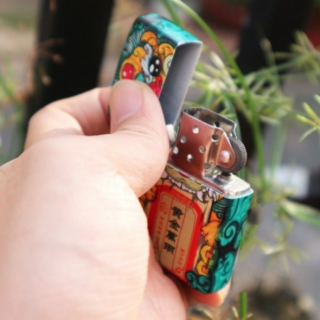 Bật Lửa Zippo Mỹ Nhật Sơn Tĩnh Điện 6 Mặt Phiên Bản Nhật - HÌNH KỲ LÂN CHIÊU TÀI LỘC