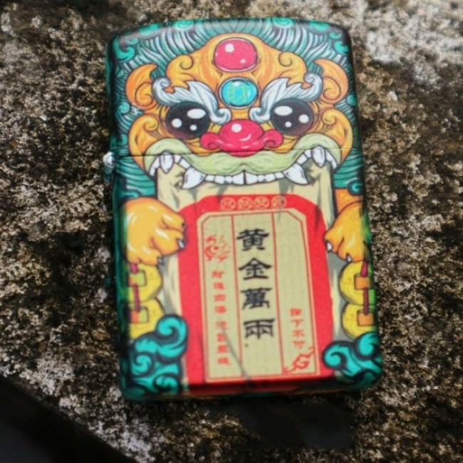 Bật Lửa Zippo Mỹ Nhật Sơn Tĩnh Điện 6 Mặt Phiên Bản Nhật - HÌNH KỲ LÂN CHIÊU TÀI LỘC