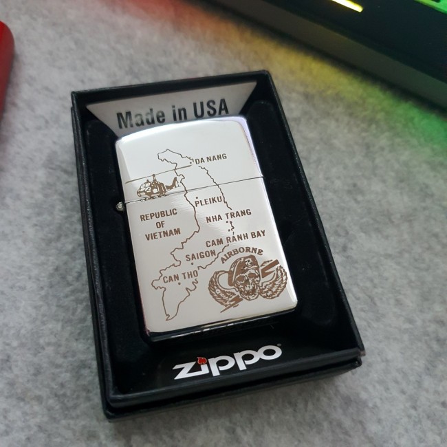 Bật Lửa Zippo Chủ Đề Bản Đồ Việt Nam ( Có Tem Đỏ ) KHÔNG KÈM HỘP ZIPPO
