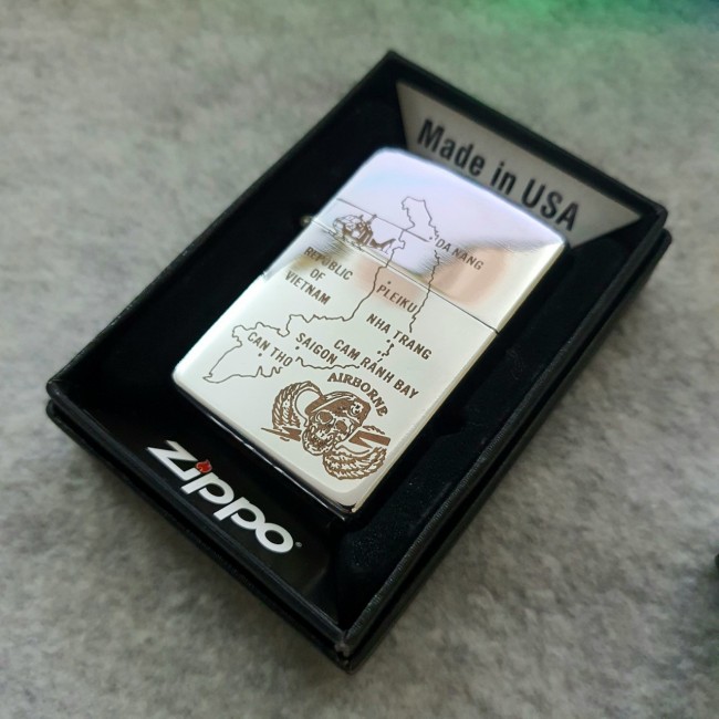 Bật Lửa Zippo Chủ Đề Bản Đồ Việt Nam ( Có Tem Đỏ ) KHÔNG KÈM HỘP ZIPPO