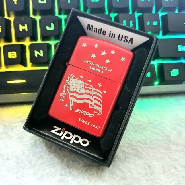 Bật Lửa Zippo Chủ Đề Cờ Mỹ ( Có Tem Đỏ ) KHÔNG KÈM HỘP ZIPPO
