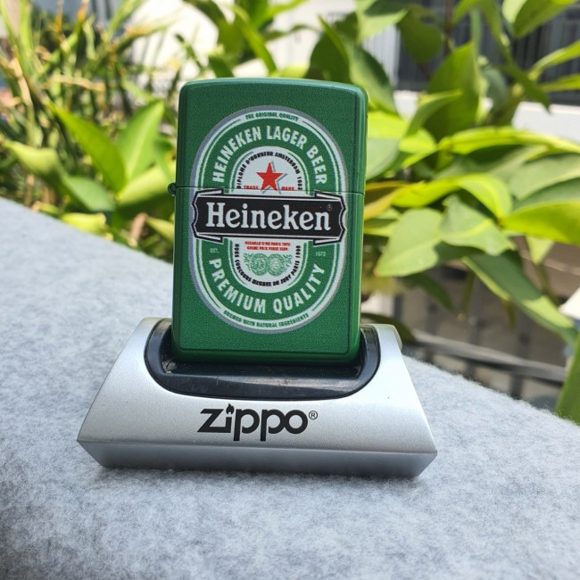 Bộ 4 Cái Zippo Sơn Tĩnh Điện Thương Hiệu Bia ( Có Hộp )