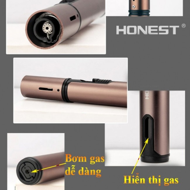 Bật Lửa Gas Khò Honest Cầm Tay Chuyên Dụng ( Kim Loại - Lửa Khò 1 Tia Cực Mạnh )