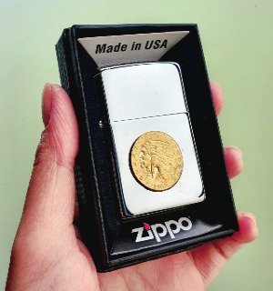 Bật Lửa Zippo Bạc Liberty 1908 Mộc Đáy Ngược Gạch Xéo 3 Gạch 1977