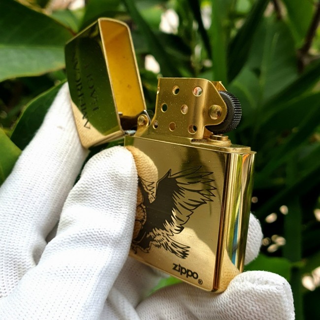 Bật Lửa Zippo Chim Ưng Phiên Bản Mới Đồng Nguyên Khối Đáy Dập Đời La Mã E2000