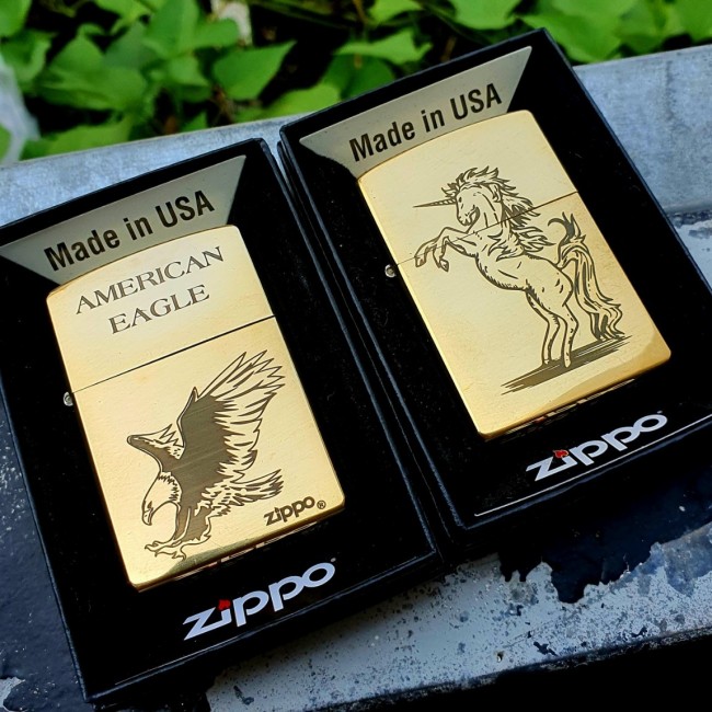 Bật Lửa Zippo Chim Ưng Phiên Bản Mới Đồng Nguyên Khối Đáy Dập Đời La Mã E2000