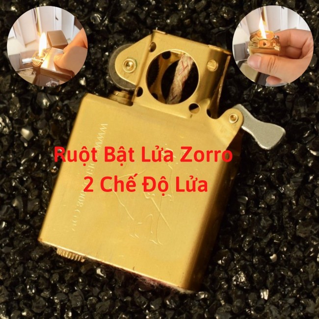 Phụ Kiện Ruột Xăng Đá Bật Lửa Zorro Có Chắn Gió Tạo 2 Kiểu Lửa ( Lửa Hút Tẩu)