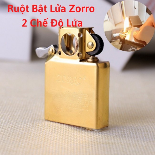 Phụ Kiện Ruột Xăng Đá Bật Lửa Zorro Có Chắn Gió Tạo 2 Kiểu Lửa ( Lửa Hút Tẩu)